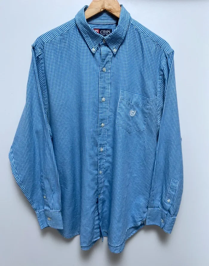 Chaps checkered shirt blue white Mens size Large