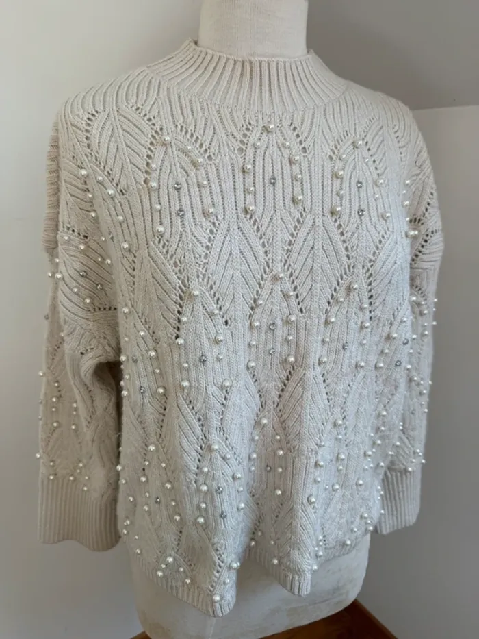 Beau pull Promod avec strass et perles 🌸 M 38 40 - photo numéro 4