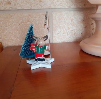 Neuf: Marque-place/Porte photo " Renne & Sapin