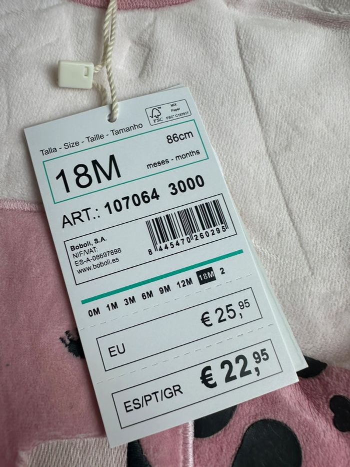 Pyjama velours rose Boboli taille 18 mois - photo numéro 5