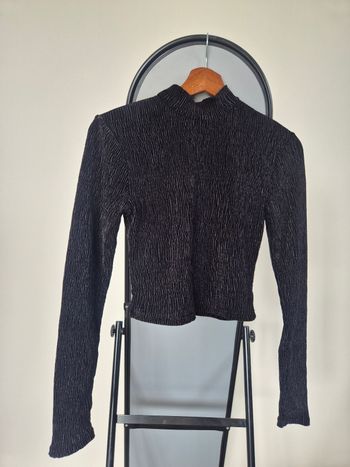 crop top noir effet velours H&M taille S