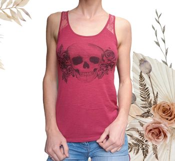 Tee-shirt débardeur Undiz XS bordeaux motif tête de mort