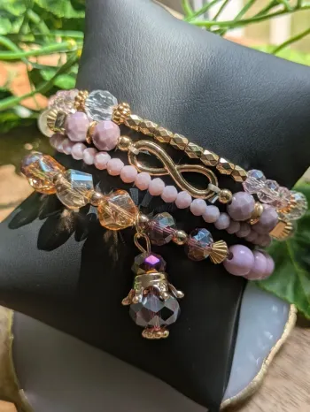 Bracelets en acrylique lila/ parme lot de 4
