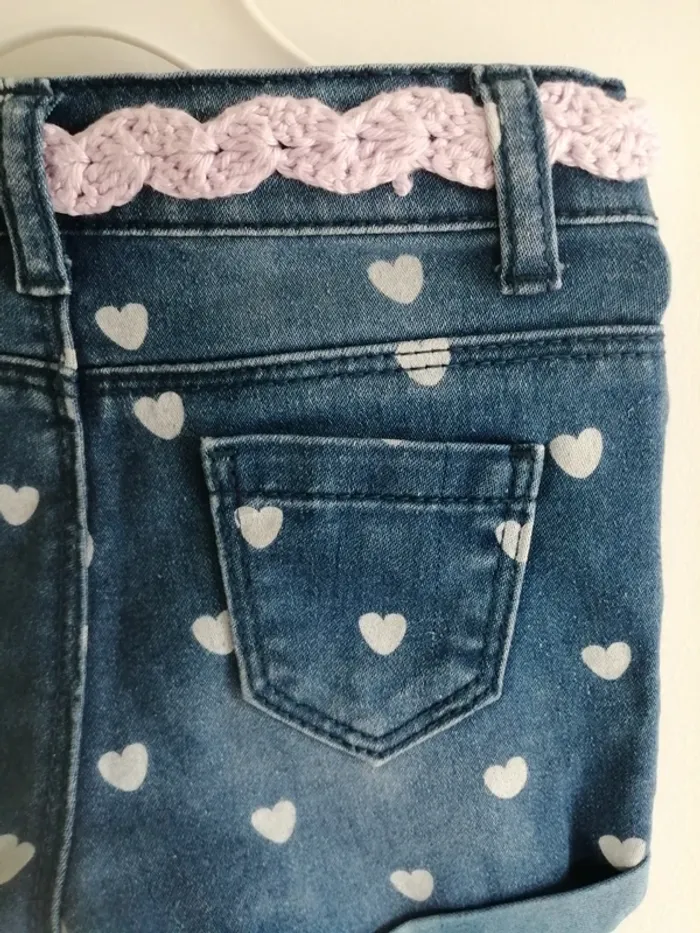 Short jean imprimé cœur ceinture crochet Lila primark - photo numéro 6