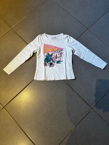 T shirt manches longues - Orchestra - La vie, Hibiscus life - Blanc - 6 ans