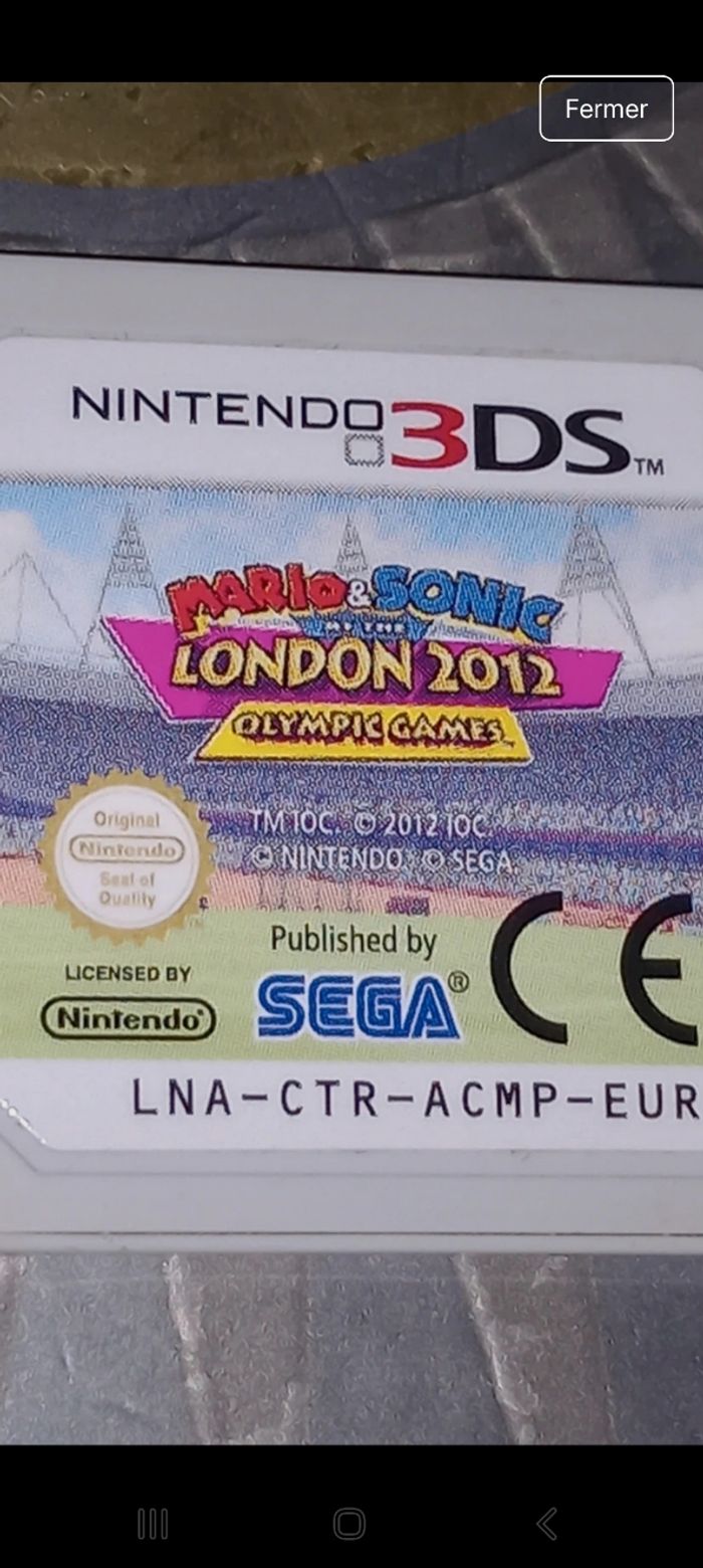 Mario sonic london olympique games Nintendo 3ds