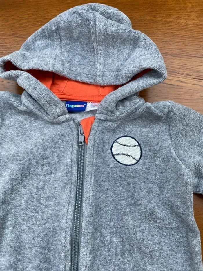 Veste grise 6 12 mois en éponge baseball - photo numéro 4