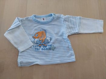 Pull bébé 6 mois rayé blanc bleu poisson