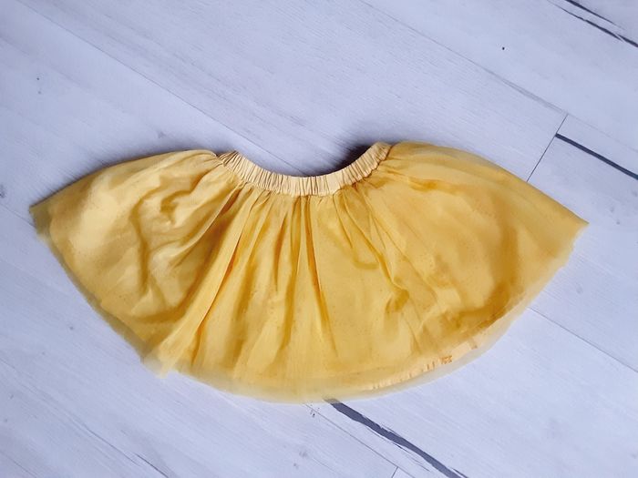Vêtement bébé fille jupe jaune réversible à tulles et broderies Obaïbi 1 an 12 mois