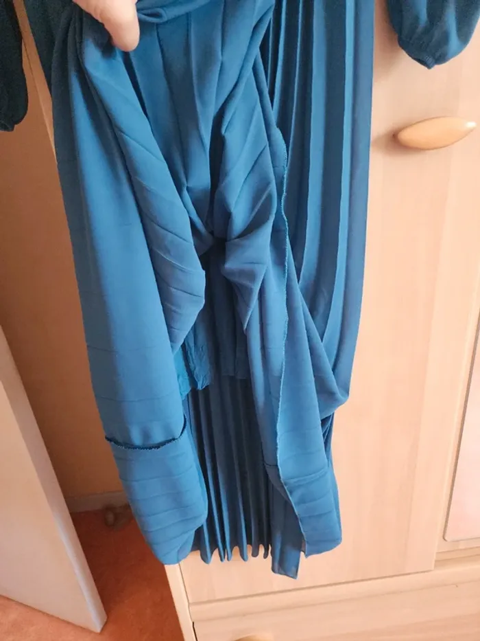 Robe longue plissée New Collection bleu canard TU 34/40 - photo numéro 4