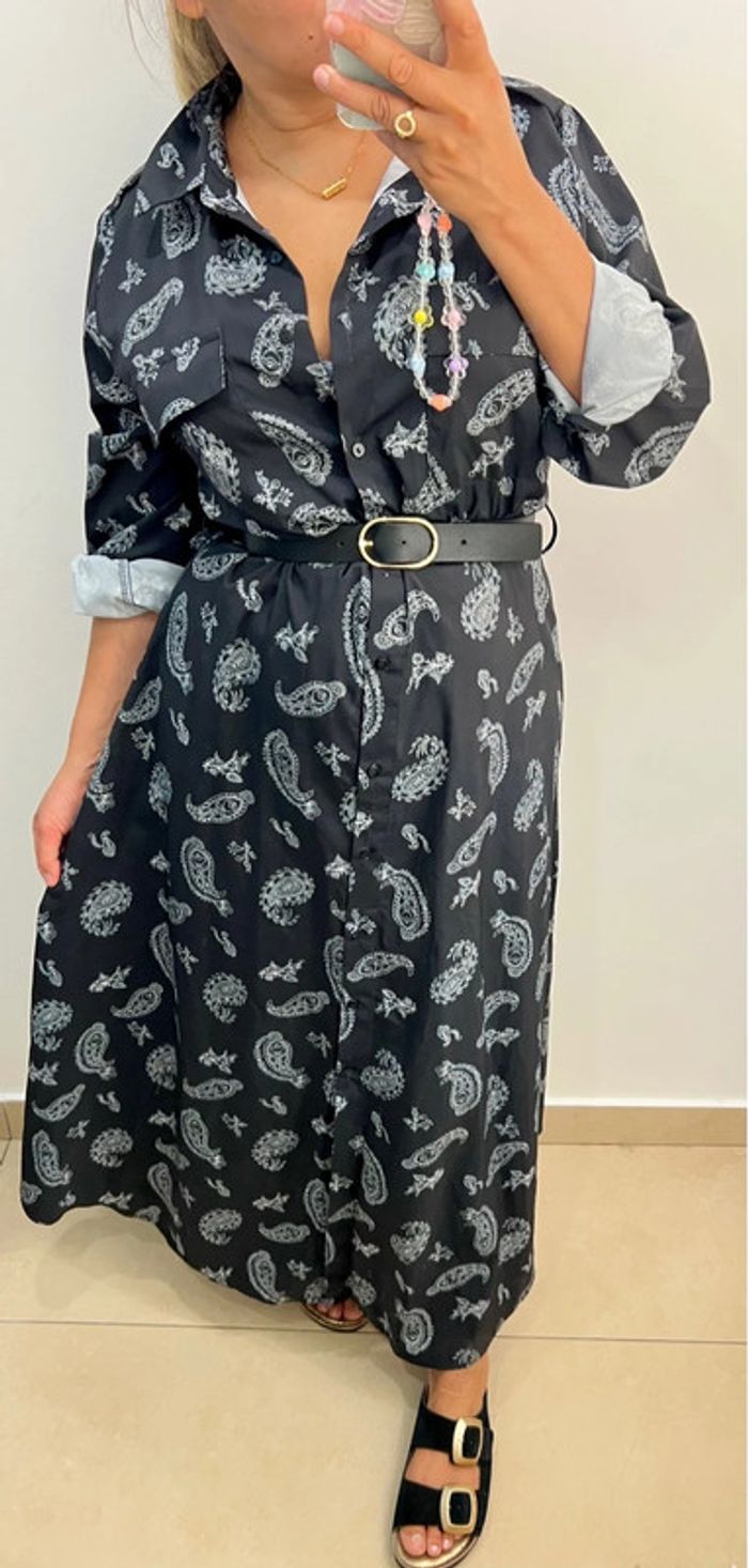 🌸Robe chemise longue imprimée pashmina Taille M - photo numéro 2