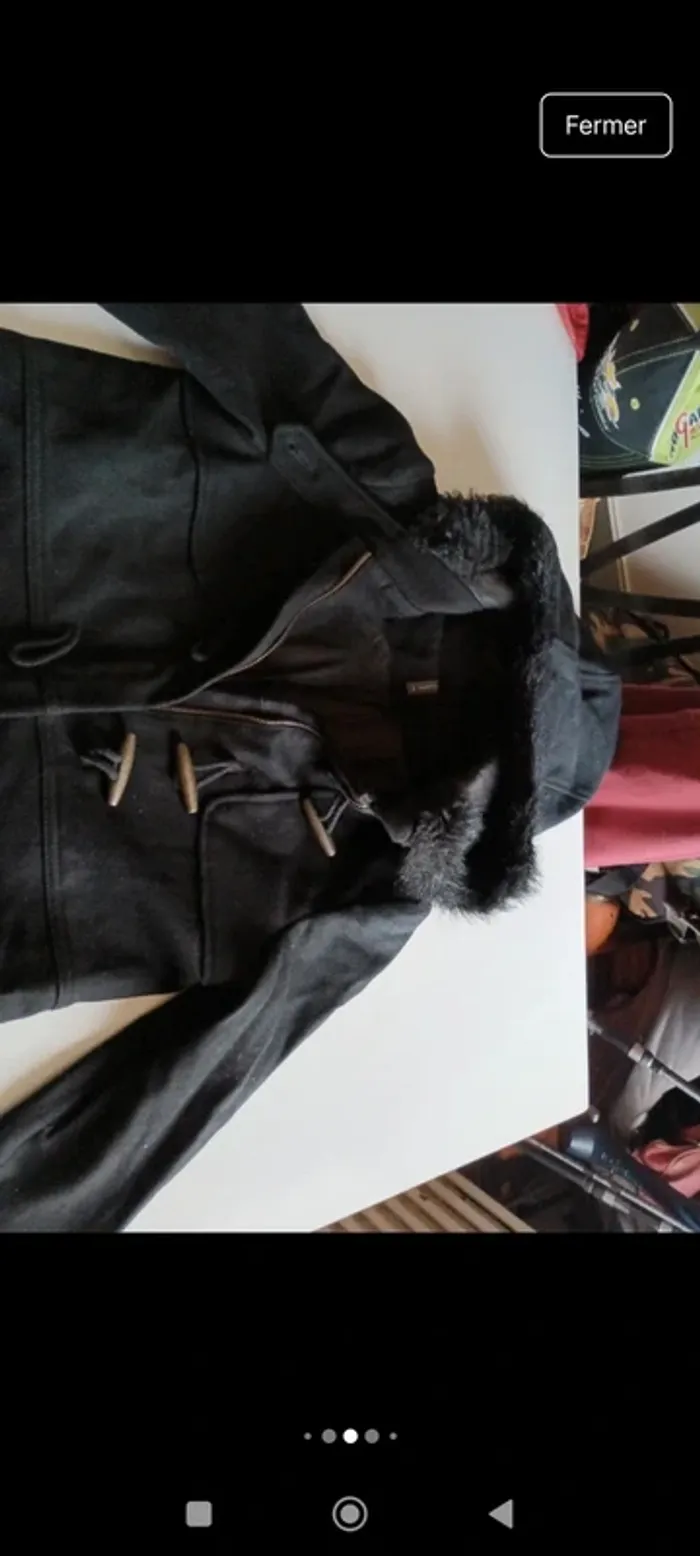 Blouson manteau duffle-coat femme Naf Naf taille 34 à capuche 80%de laine - photo numéro 4