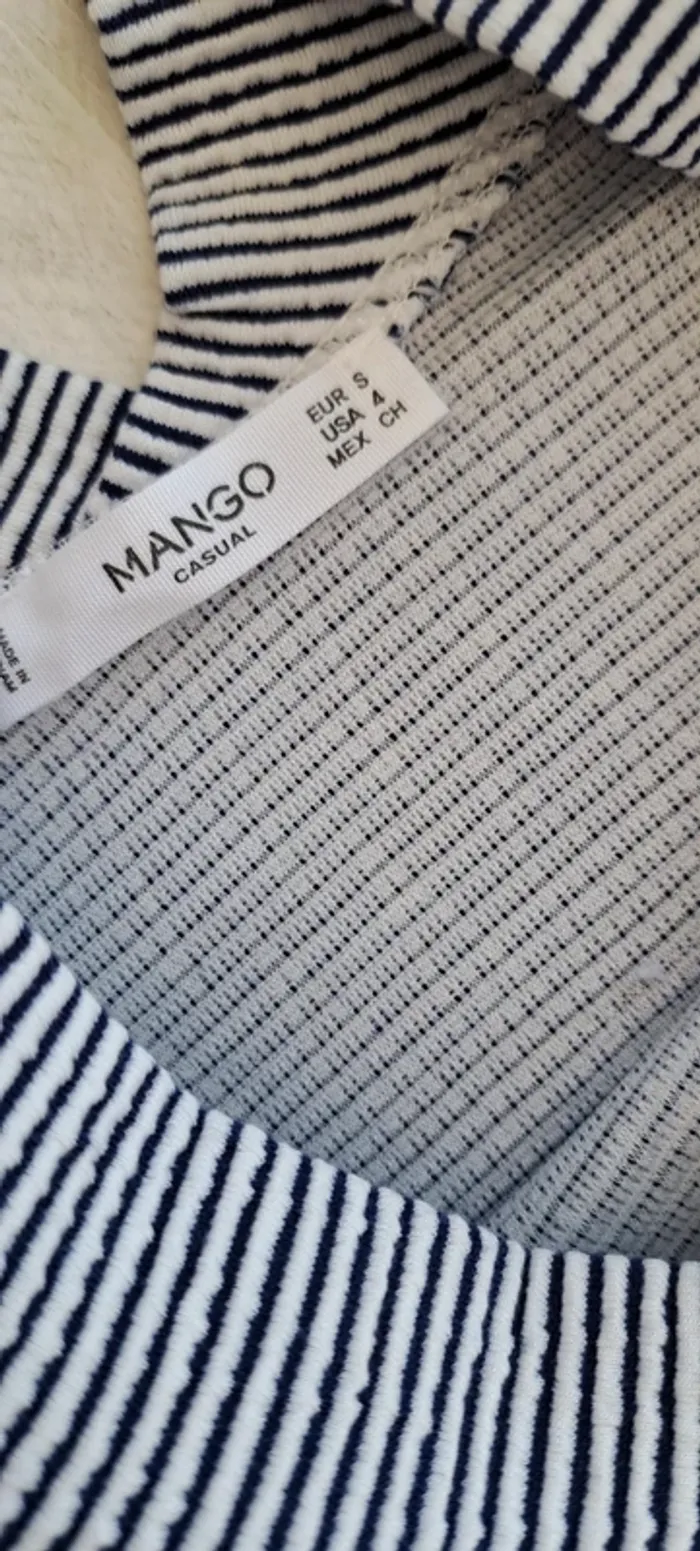Robe marinière Mango - taille S - Col V épaules tombantes - été - photo numéro 3