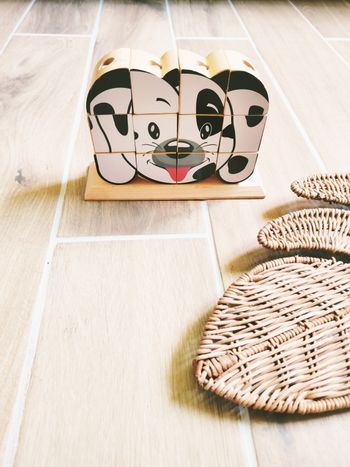 🐕Chien dalmatien 2 en 1 puzzle et blocs à empiler en bois