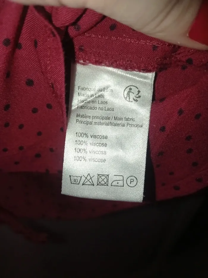 Chemise couleur bordeaux à pois noir - photo numéro 5