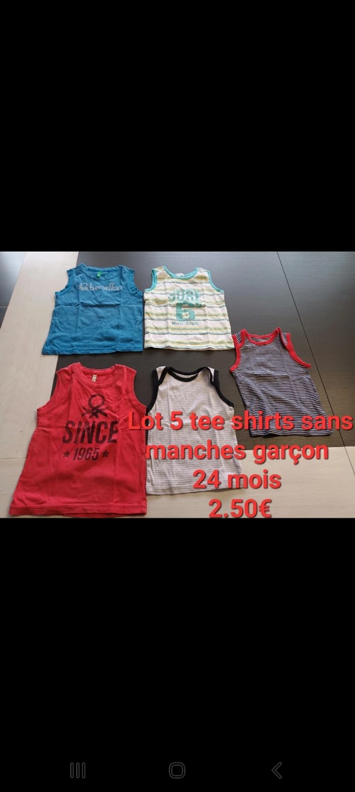 Lot 5 tee shirts sans manches garçon 24mois
