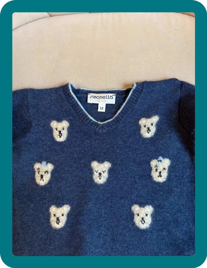 Pull oursons laine et cachemire - 12 mois - photo numéro 3