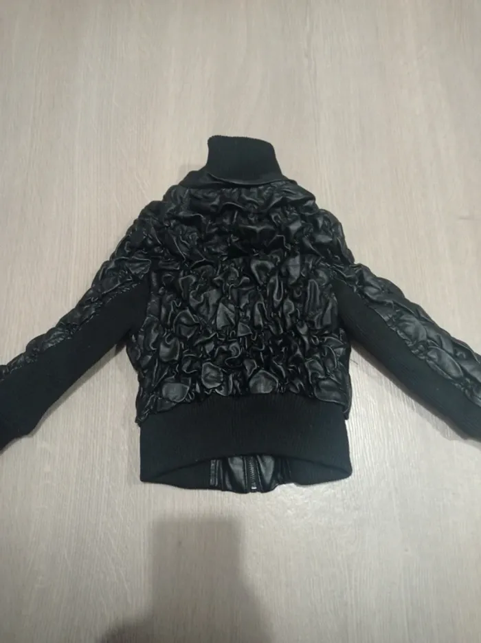 Veste en simili cuir noir pour petite fille - photo numéro 2