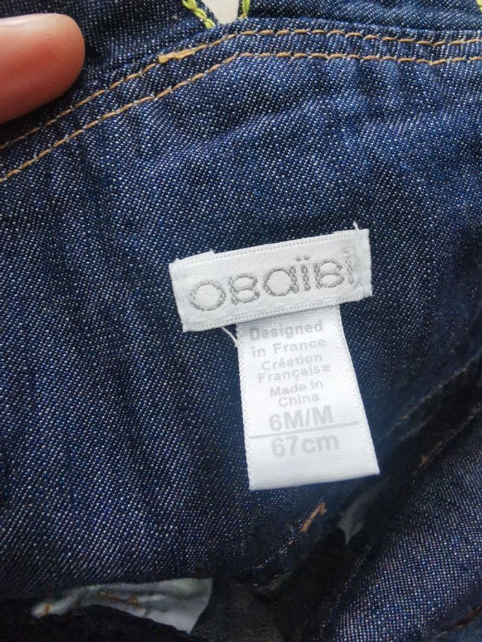 🌺Salopette short Obaibi 6mois jean denim bleu foncé - photo numéro 6