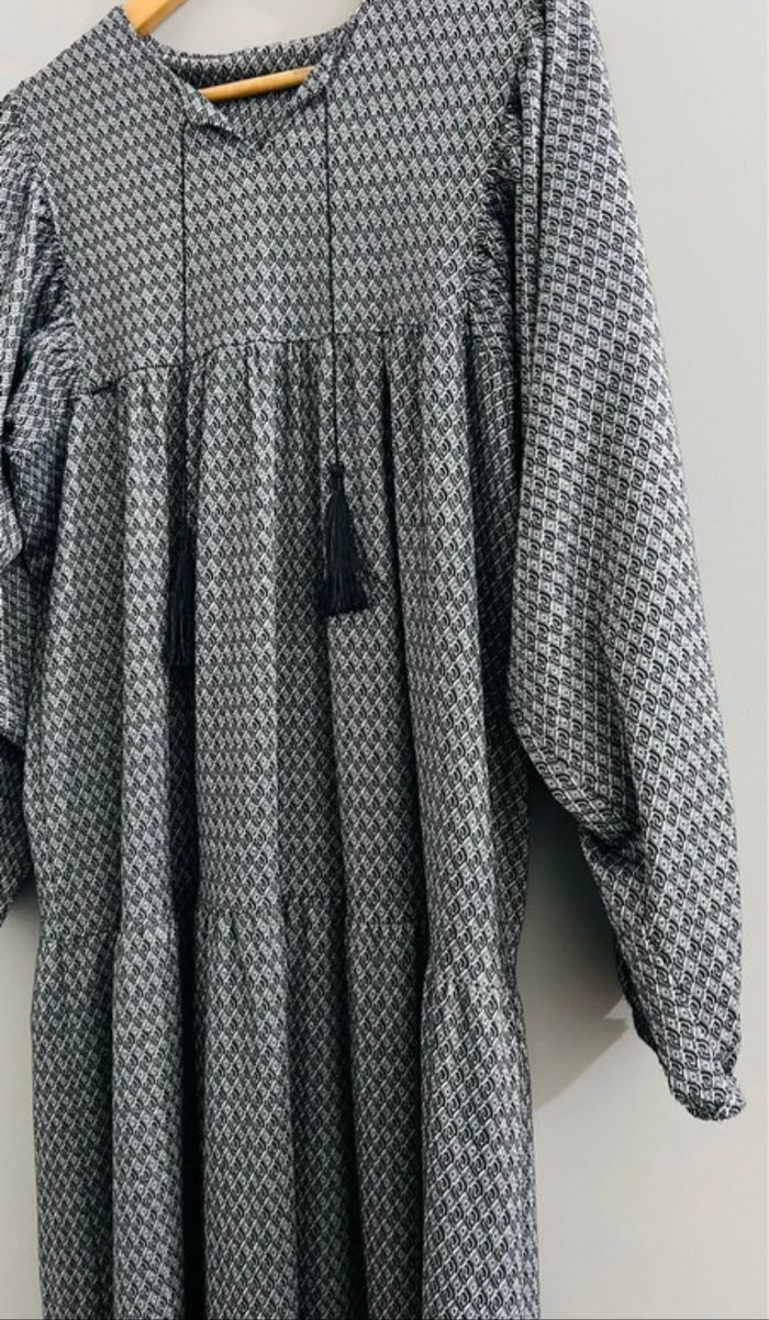 Abaya Robe longue manches longues noir/gris Taille 44 - photo numéro 4