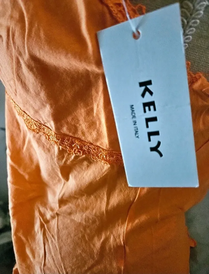Haut asymétrique orange dentelle Kelly Taille L Neuf - photo numéro 4