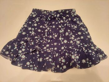 Jupe bleu marine motifs fleurs 6 ans
