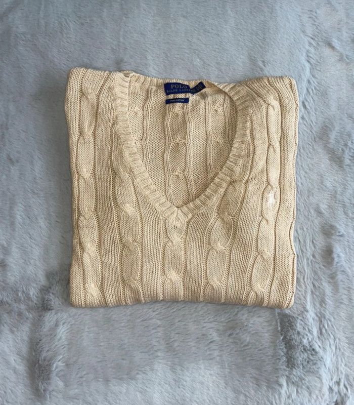 Pull col V Ralph Lauren beige taille S