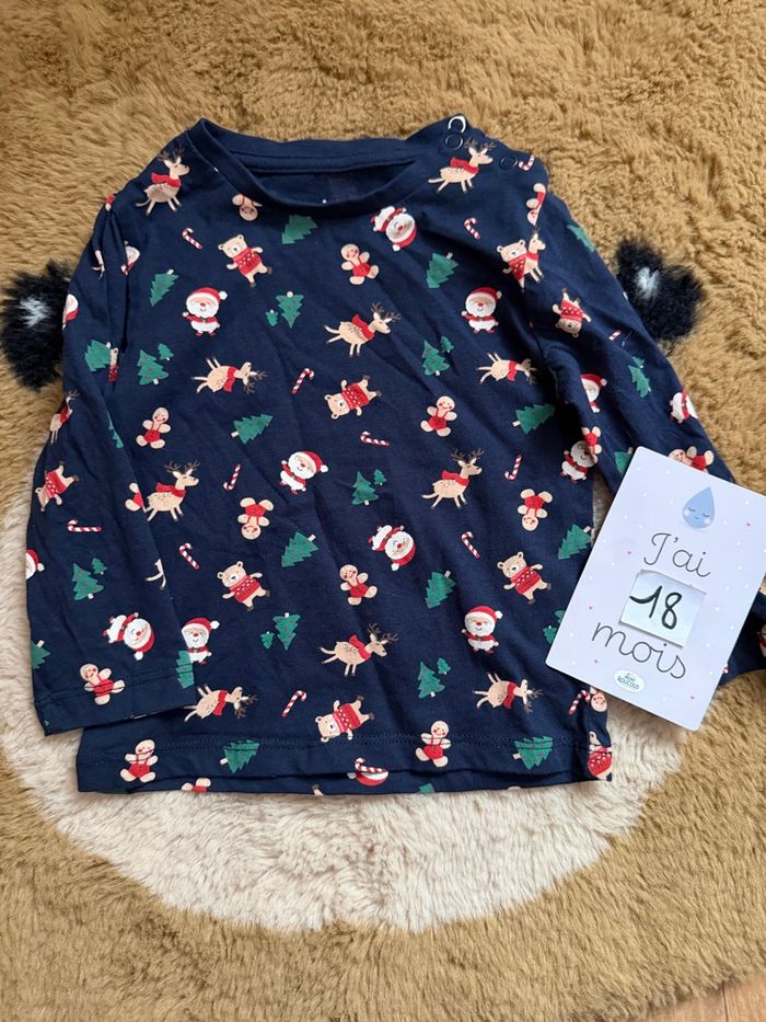 Tee shirt bleu Noël La HALLE t.18m