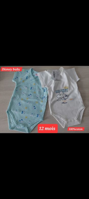 Bodys manches courtes Mickey 12mois 
