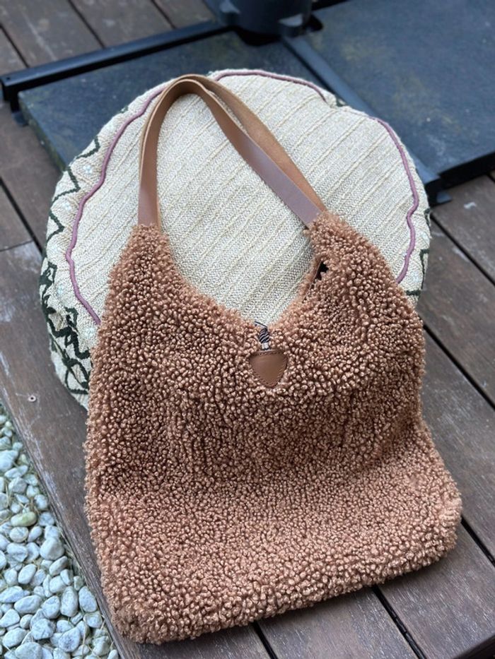 Sac fourre-tout bouclette avec anses en cuir Borse In Pelle - photo numéro 2