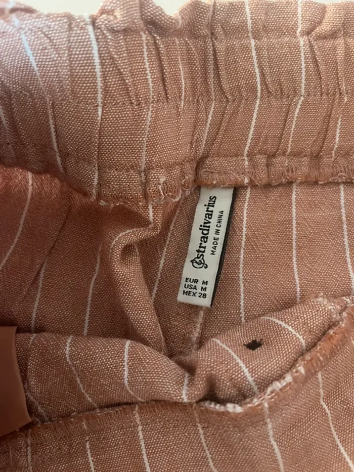 Pantalon effet lin rose poudré à rayures - Neuf 🎀 - photo numéro 6
