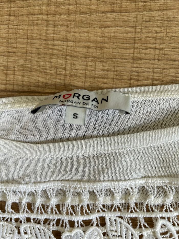 Pull léger blanc à manches longues Morgan taille S TBE - photo numéro 10