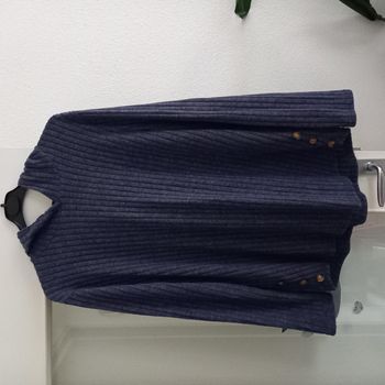 Sweat neuf, long à capuche côtelé en polaire fine douce