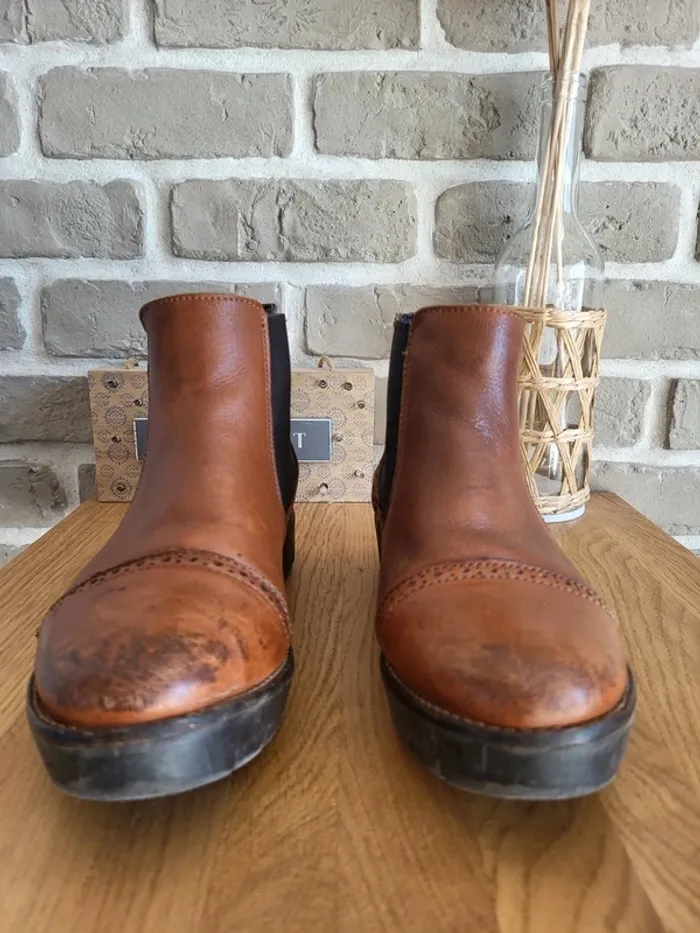 Bottines Chelsea en cuir véritable marron Laif' - photo numéro 7