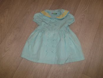 Robe DPAM bleu turquoise et jaune taille 3 mois TBE