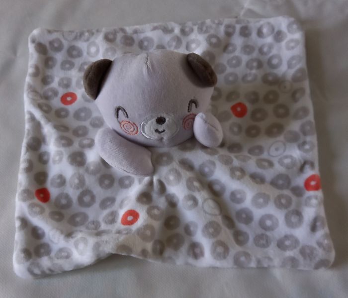 Doudou carré plat ours gris - Cercles - Spilec