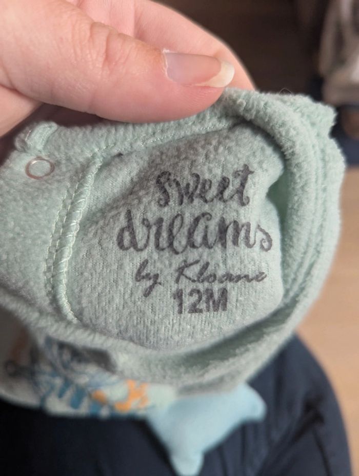 Pyjama velours bleu clair Sweet Dreams 12 mois - photo numéro 3