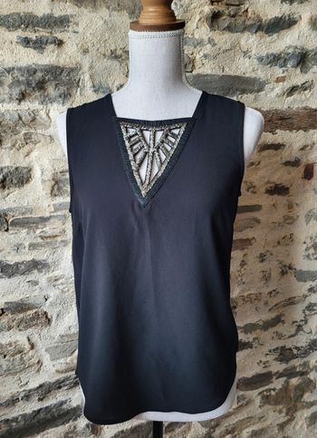 Débardeur noir avec perles dorées Mim Taille 38