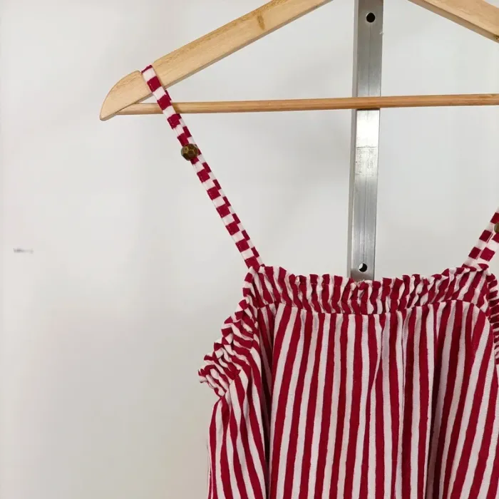 Top d'été rayé rouge et blanc à fines bretelles – Next T.12 A1023 - photo numéro 3