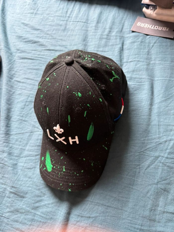 Casquette LXH noire éclaboussures vertes – réglable - photo numéro 2