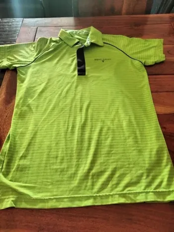 Polo manches courtes rayé vert en S bentcriss