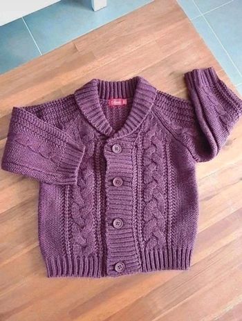 Gilet torsadé à boutons bordeaux Tissaia 12 mois