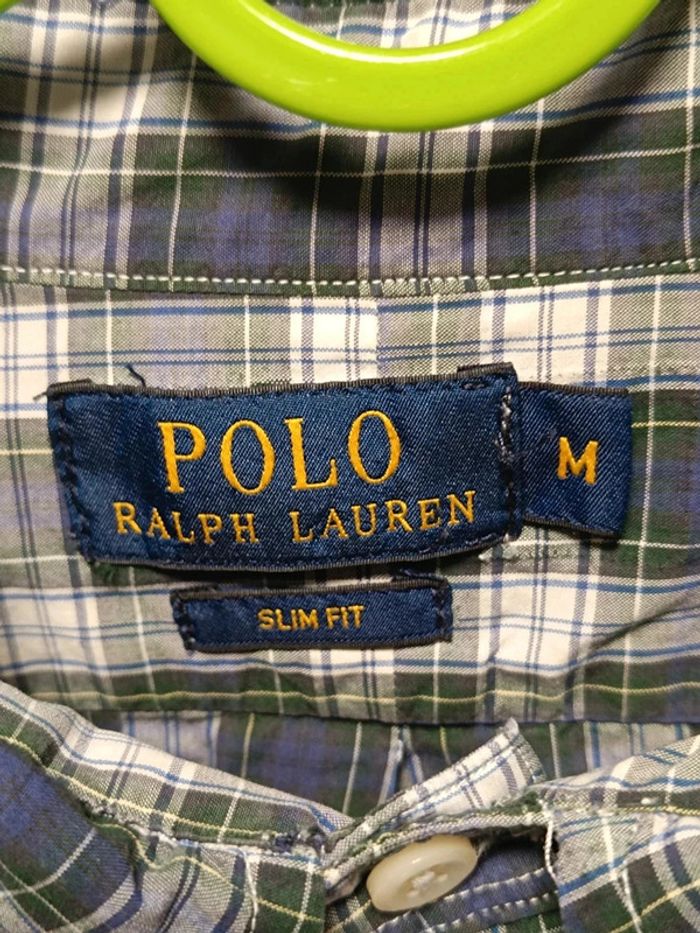 🟩 Chemise Ralph Lauren à Carreaux Vert/Bleu – Slim Fit – Taille M - photo numéro 2