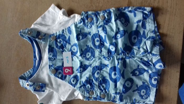 salopette été + t shirt manches courtes DPAM 9 mois