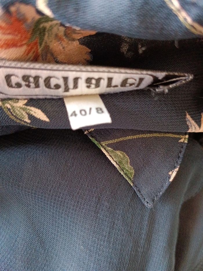 Chemise tunique cacharel voile bleu marine à fleurs - photo numéro 7