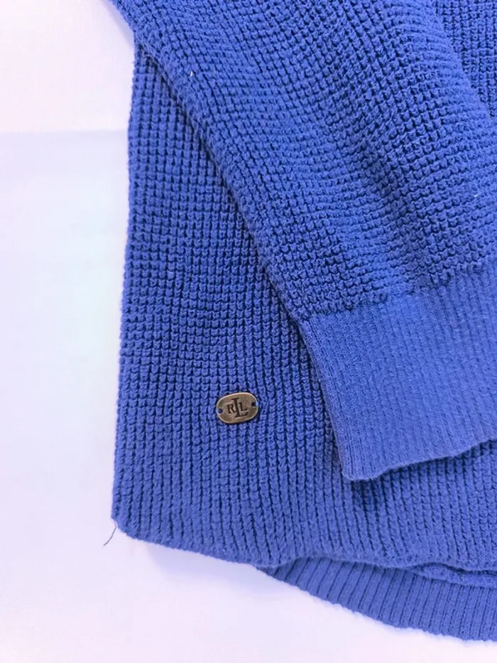 Pull bleu Ralph Lauren femme taille XL petit prix car découpé en bas - photo numéro 7