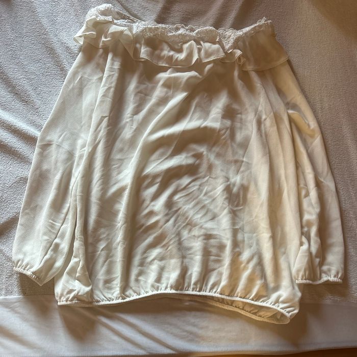 Pull léger blanc unis à dentelle - photo numéro 5