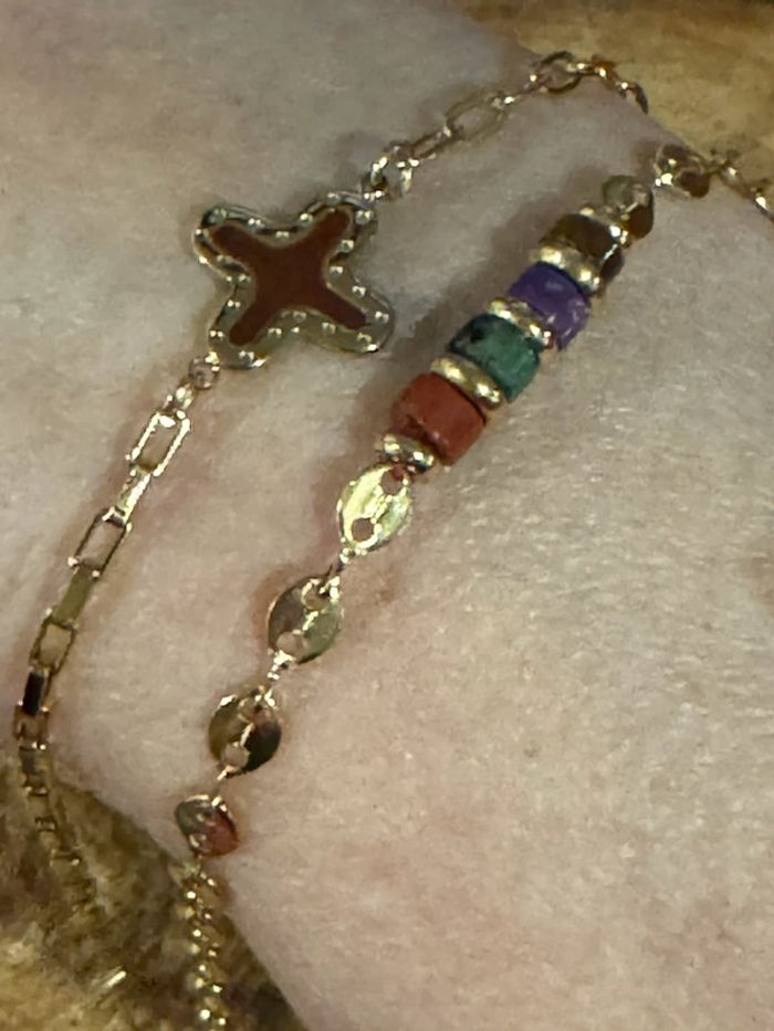 Lot de 2 bracelet grigri réglable acier inoxydable or - photo numéro 3