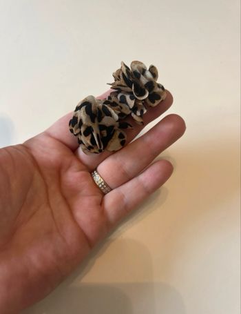 Boucles d’oreilles NEUVES à froufrous pour femme couleurs marron et noir léopard 