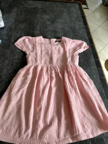 Robe longue manche courte rose 9-10 ans tex